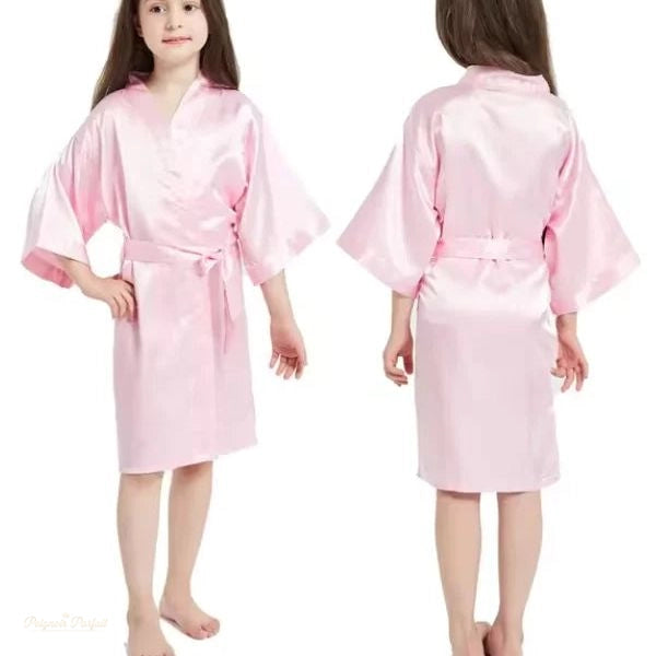 Peignoir Satin Rose Fille - Robe de Chambre Enfant - Rose Bonbon - XL - 3
