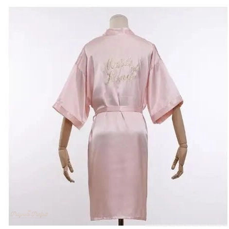 Peignoir Satin Rose Poudré Femme Mariage - Rose Poudré - L