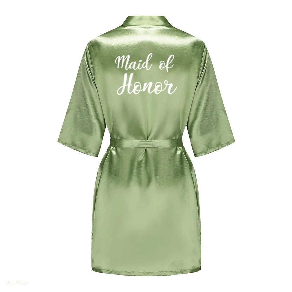 Peignoir Satin Vert Sauge Femme Demoiselle d'Honneur - Vert Sauge Satiné - XXL