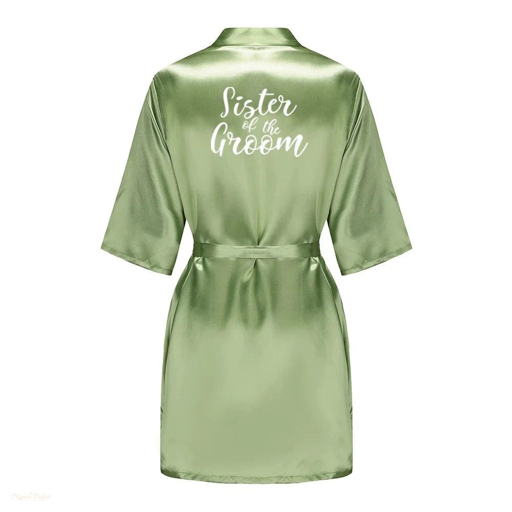 Peignoir Satin Vert Sauge Femme Mariage - Vert Sauge Satiné - XL