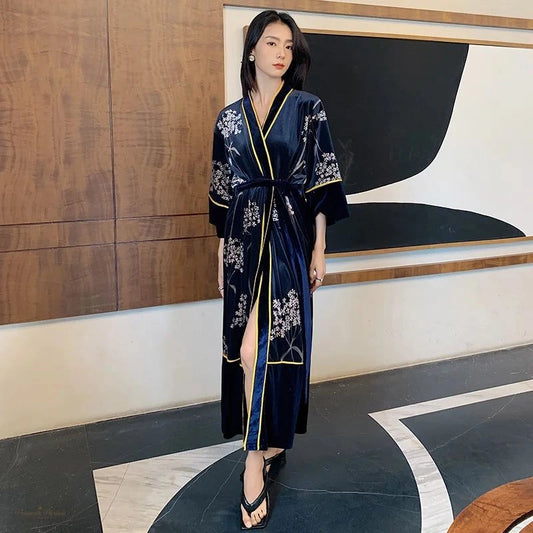 Peignoir Velours Femme Luxe - Robe de Chambre Douce - 1