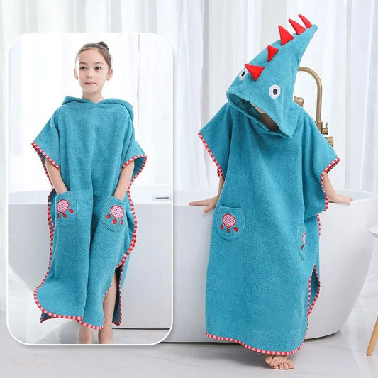 Poncho serviette enfant à capuche coton absorbant - 1