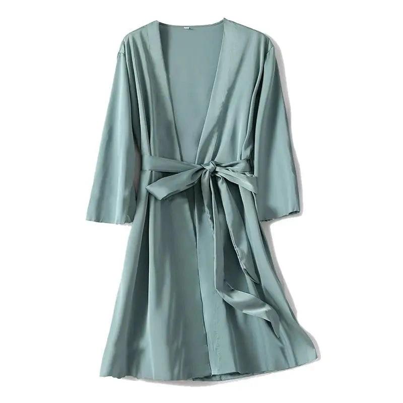 Robe satinée bleu lac femme