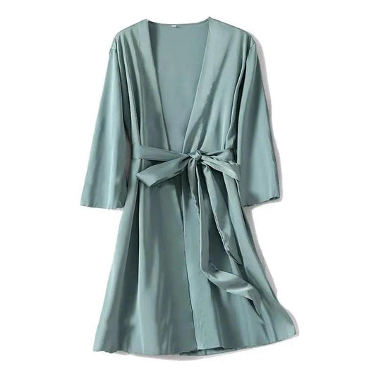 Robe satinée bleu lac femme