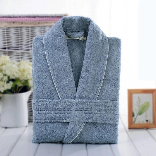 100% Cotton Terry Robe - Gray Blue