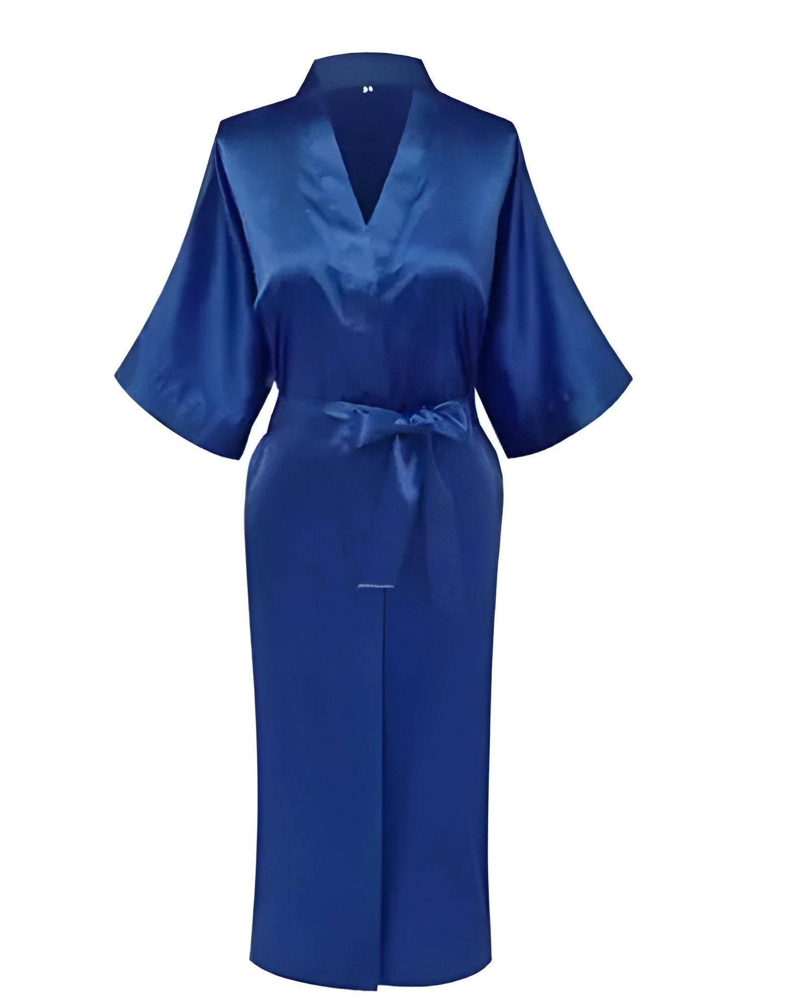 Plus Size S-XXXL Rayon Bathrobe Womens Kimono Satin Long Robe Sexy Lingerie Classic Nightgown Sleepwear with Belt - Royal Blue