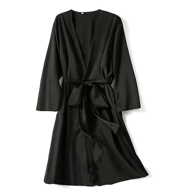 Robe satinée noire femme