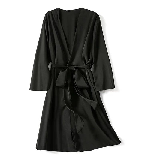 Robe satinée noire femme