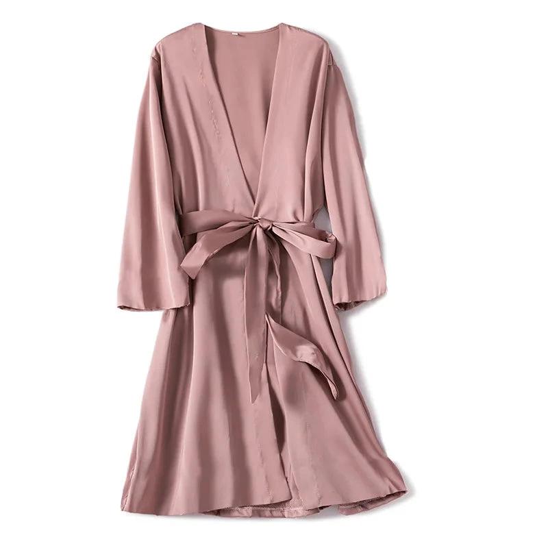 Robe satinée rose femme