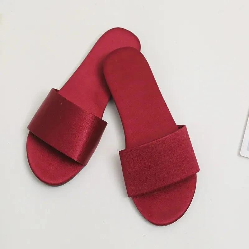 Slippers Satin Uni Bordeaux