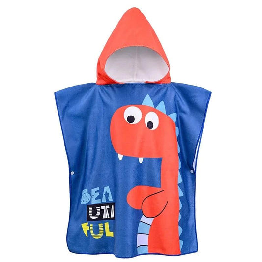 Serviette à capuche dinosaure rouge avec texte