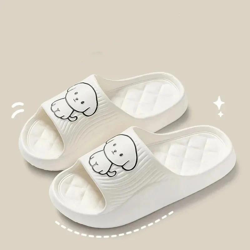 Cute Couple Pillow Slippers Female Bathroom Bath Non-slip White