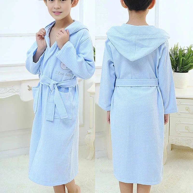 Children's Waffle Style Blue Bathrobe