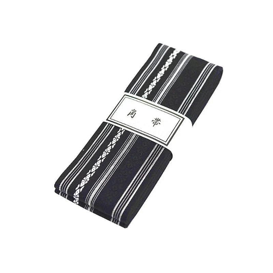 Japanese Kimono Obi Belt Men Jacquard Corner Belt with Waist Seal Shape Yukata Wabi-sabi Waistband Cotton Accessories - Dark blue