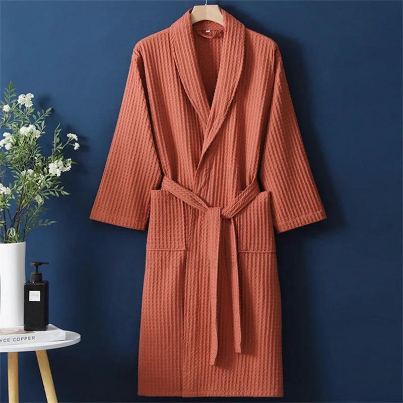 Robe de chambre Femme en coton gaufré - Orange (Variante C)