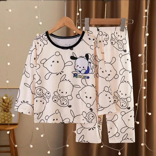 Pyjama enfant manches longues imprimé Pochacco noir et blanc