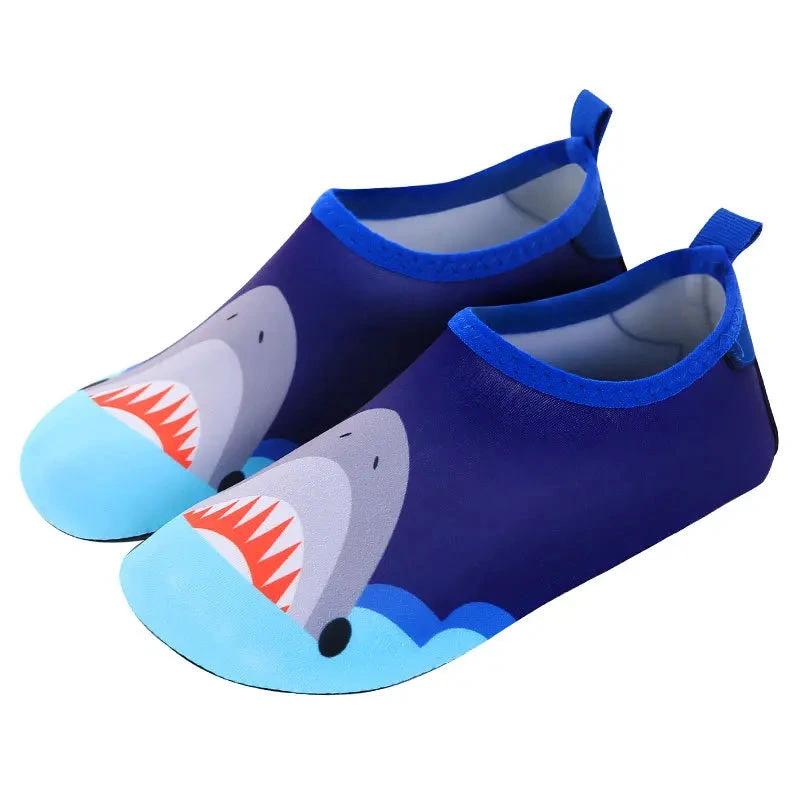 Boys Girls Soft foldable Water Shoes - Blue Shark 02