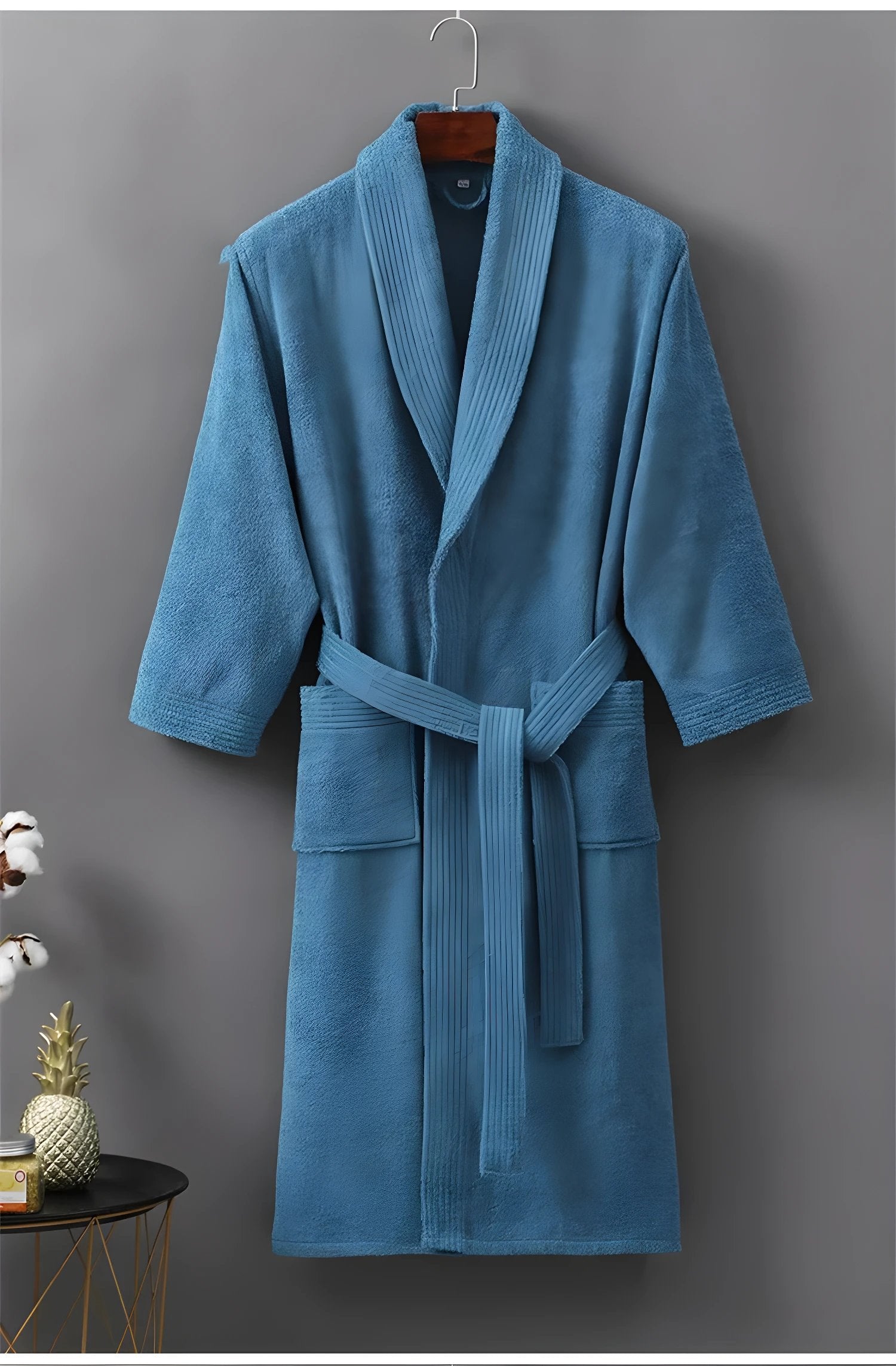 Tunique unisexe en coton éponge bleu