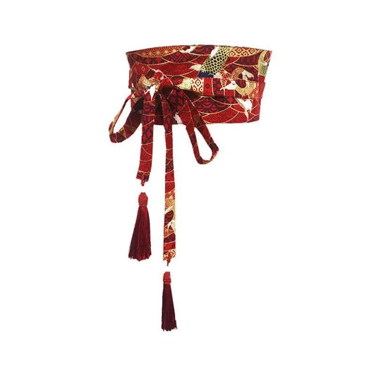 Japanese Retro Embroidered Wide Belt Women Japanese Floral Bronzing Kimono Obi Wide Belt Waistband Yukata Corset Waistband - Variante 19