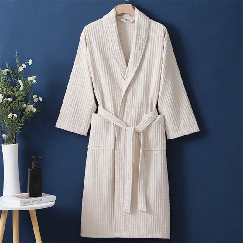 Robe de chambre Femme en coton gaufré - Beige (Variante C)
