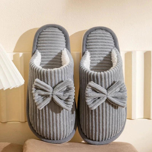 Fashion Women's Bow Slippers - Gray