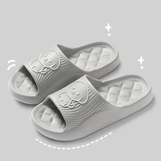 Cute Couple Pillow Slippers Female Bathroom Bath Non-slip Grey