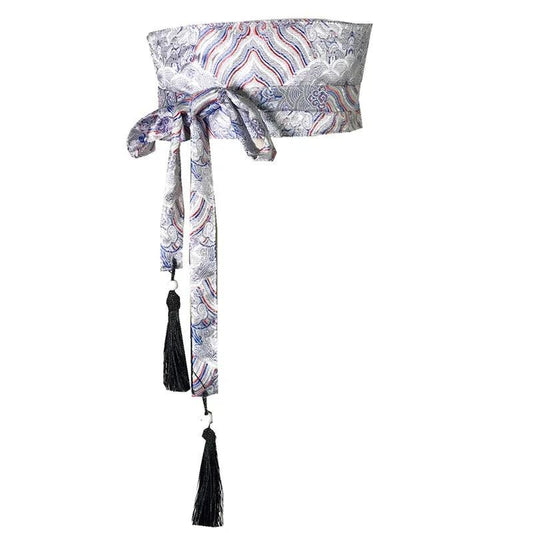 Japanese Retro Embroidered Wide Belt Women Japanese Floral Bronzing Kimono Obi Wide Belt Waistband Yukata Corset Waistband - Variante 27