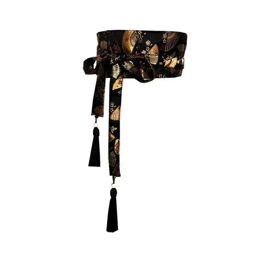 Japanese Retro Embroidered Wide Belt Women Japanese Floral Bronzing Kimono Obi Wide Belt Waistband Yukata Corset Waistband - Variante 6
