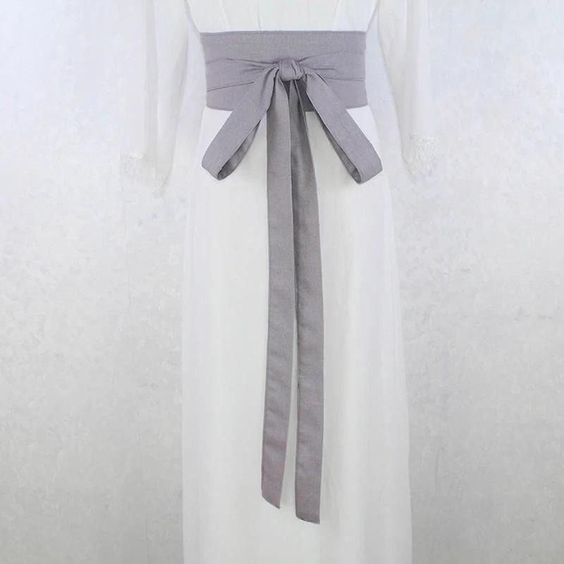 Ceinture Hanfu Antique Style Yukata Robe Kimono Obi Gris Moyen