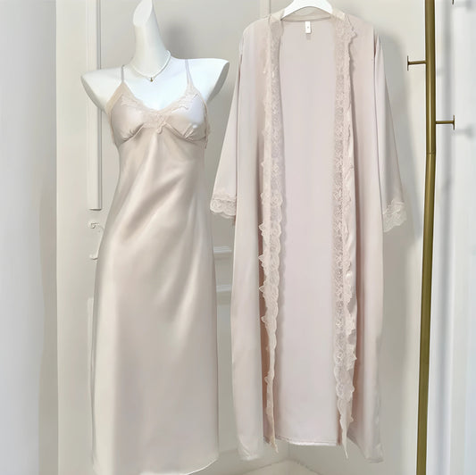 Nightgown Dress with Robe - Champagne Long