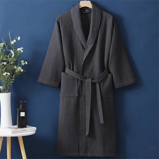 Robe de chambre Femme en coton gaufré - Gris Foncé (Variante C)