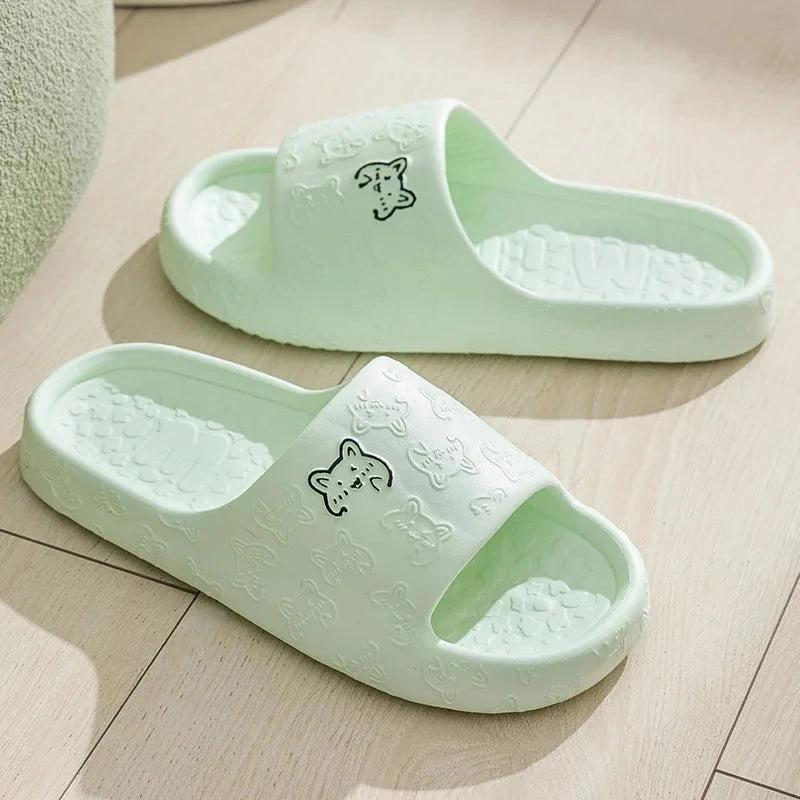 Women's Summer Slippers Home Indoor Bathroom Non-Slip Shower Sandals Green