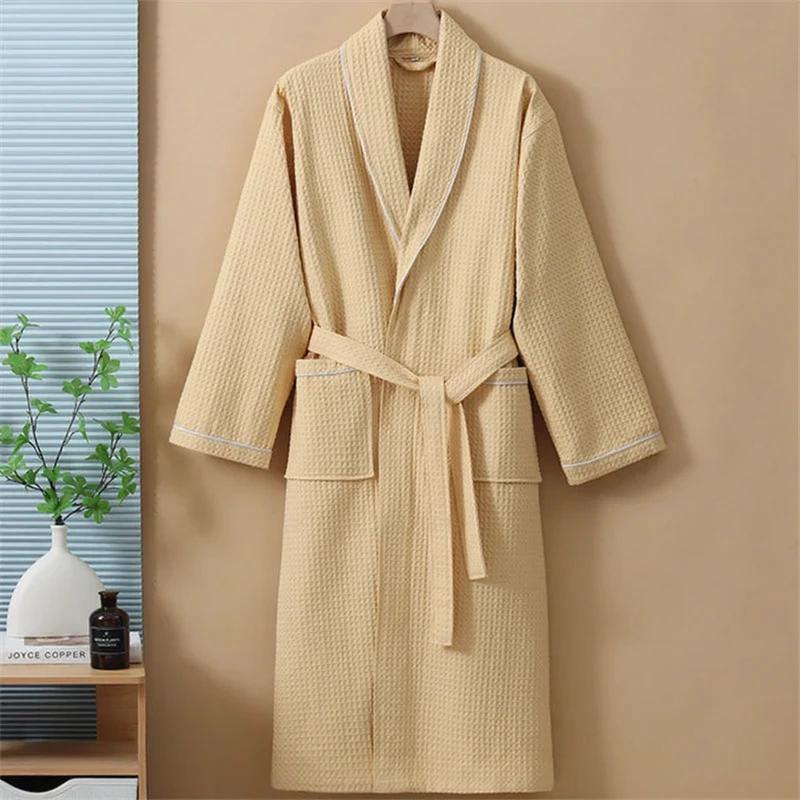 Robe de chambre Femme en coton gaufré - Jaune (Variante B)