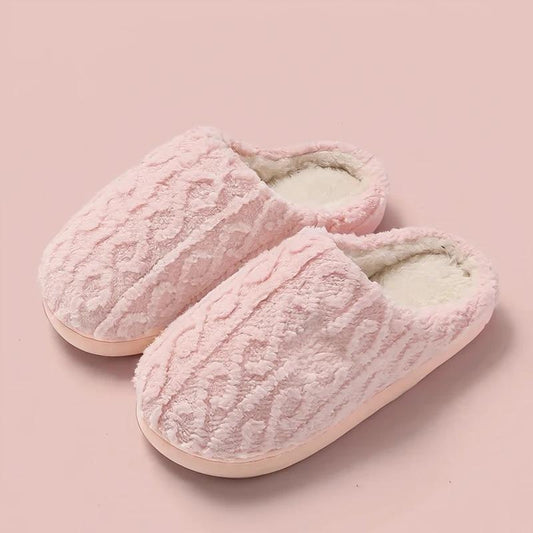 Winter Fluffy Shoes Women Cotton Slippers Cartoon Bear Thick Sole Warm Slides Pink