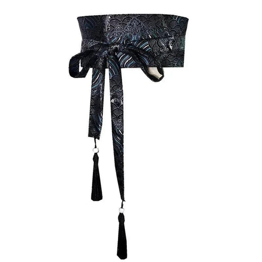 Japanese Retro Embroidered Wide Belt Women Japanese Floral Bronzing Kimono Obi Wide Belt Waistband Yukata Corset Waistband - Variante 33