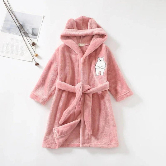 Kids Soft Pajamas Children's Winter Flannel Bathrobe Red