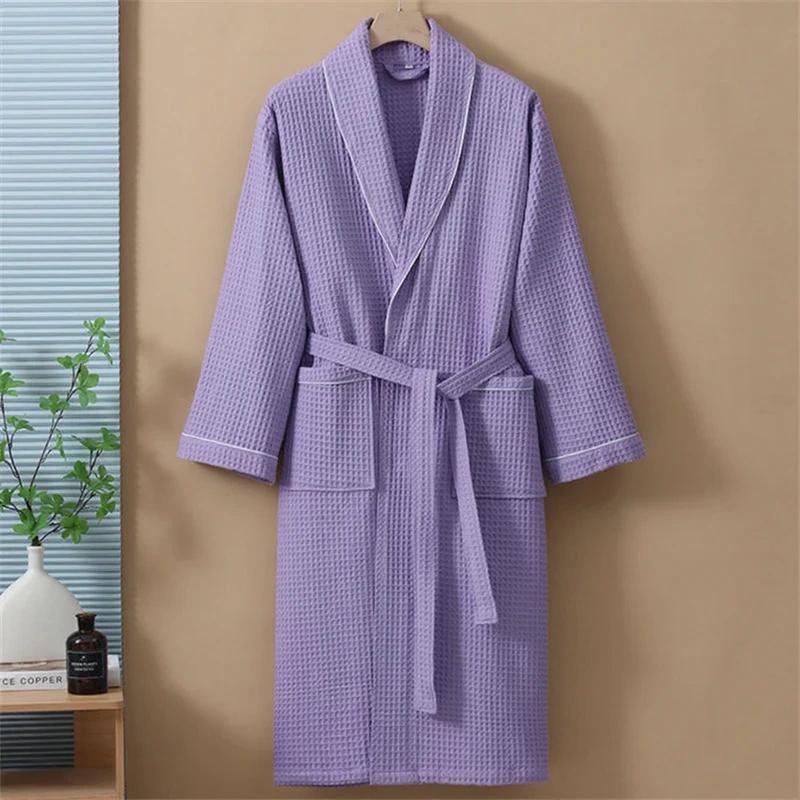 Robe de chambre Femme en coton gaufré - Violet (Variante B)