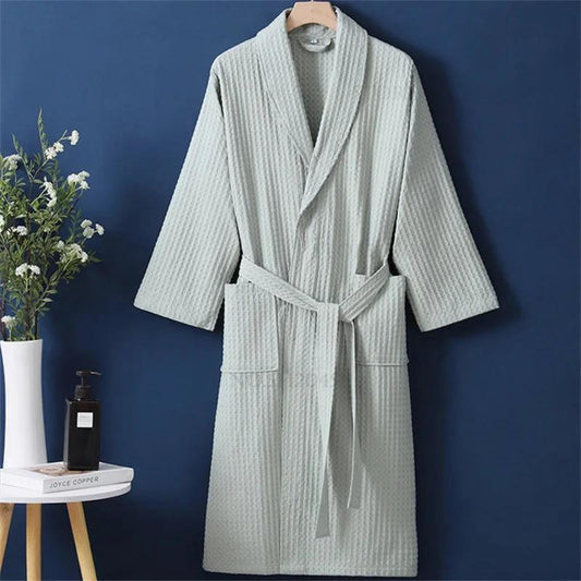 Robe de chambre Femme en coton gaufré - Vert Clair (Variante C)