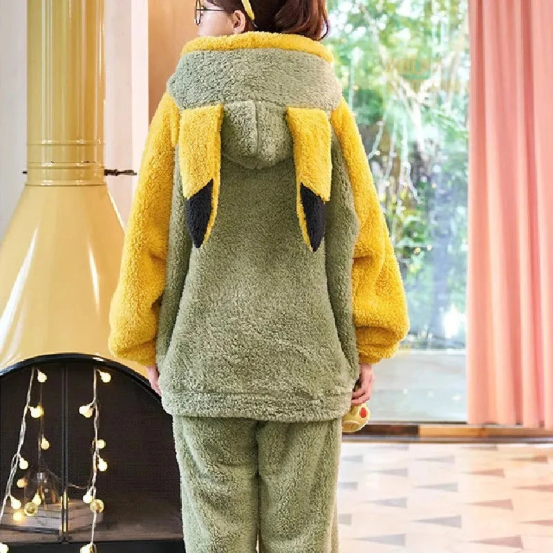 Pyjama Pikachu Pokémon Jaune et Vert à Capuche - 5