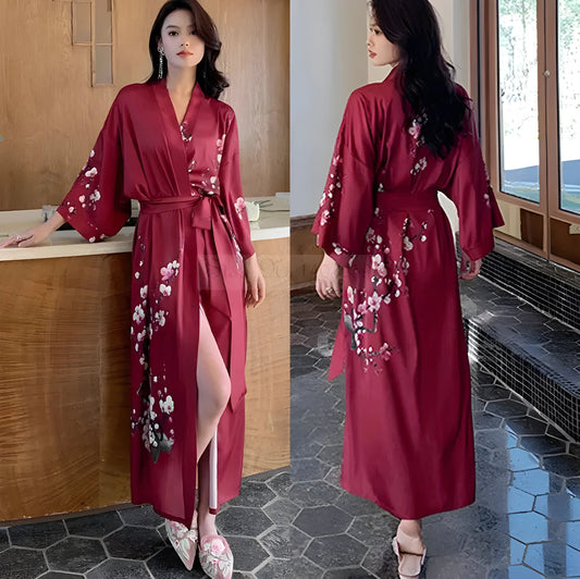 Robe Longue Bordeaux à Fleurs