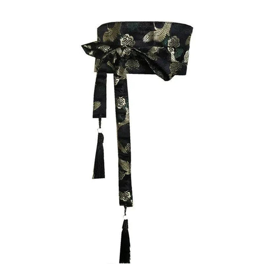 Japanese Retro Embroidered Wide Belt Women Japanese Floral Bronzing Kimono Obi Wide Belt Waistband Yukata Corset Waistband - Variante 8