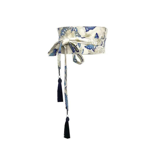 Japanese Retro Embroidered Wide Belt Women Japanese Floral Bronzing Kimono Obi Wide Belt Waistband Yukata Corset Waistband - Variante 11