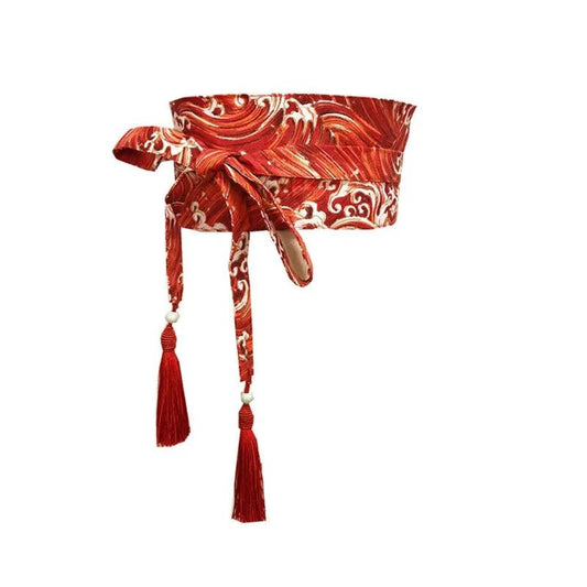 Japanese Retro Embroidered Wide Belt Women Japanese Floral Bronzing Kimono Obi Wide Belt Waistband Yukata Corset Waistband - Variante 1