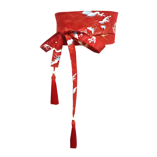 Japanese Retro Embroidered Wide Belt Women Japanese Floral Bronzing Kimono Obi Wide Belt Waistband Yukata Corset Waistband - Variante 4