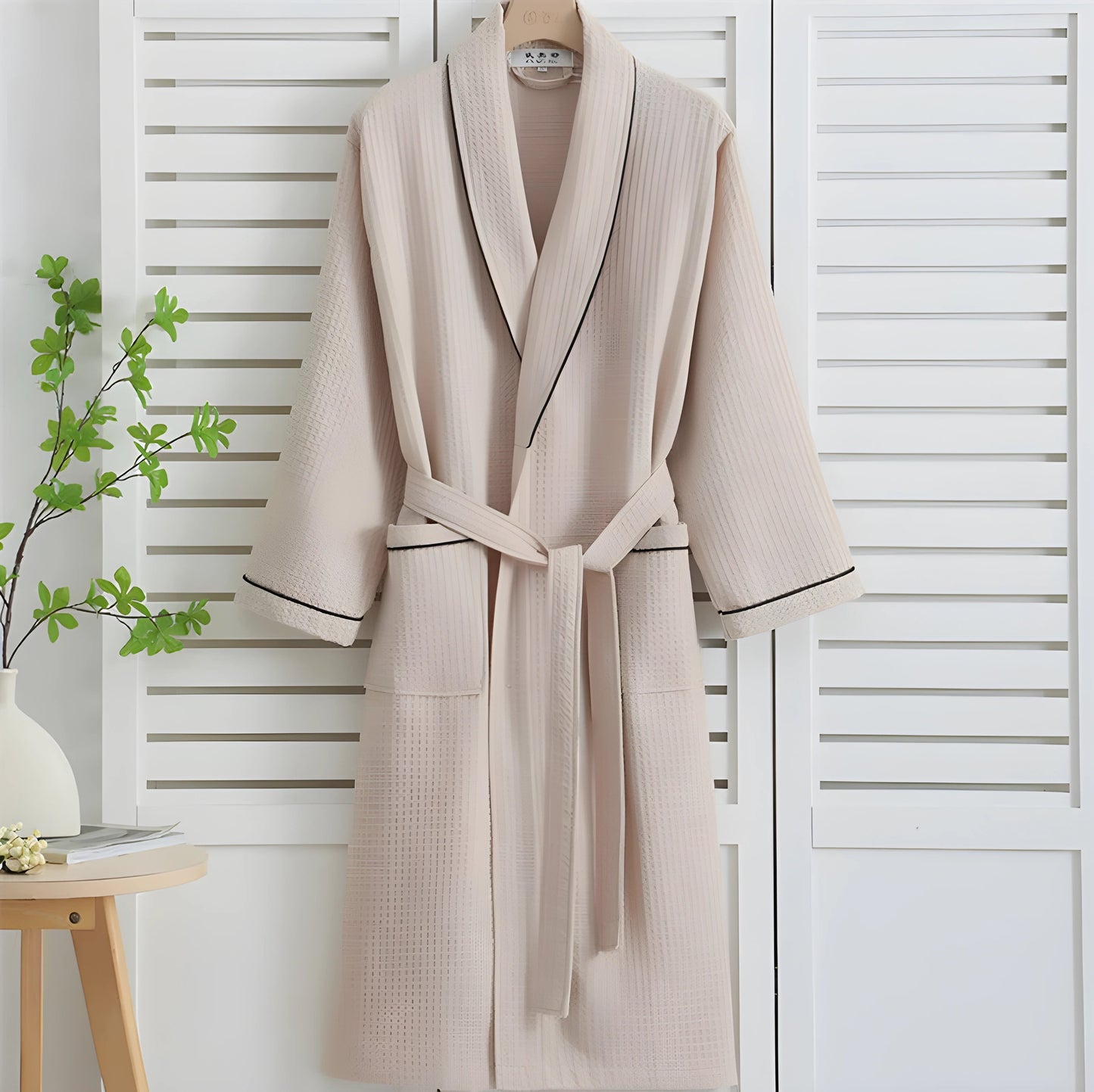 Robe de chambre Femme en coton gaufré - Kaki (Variante 2)