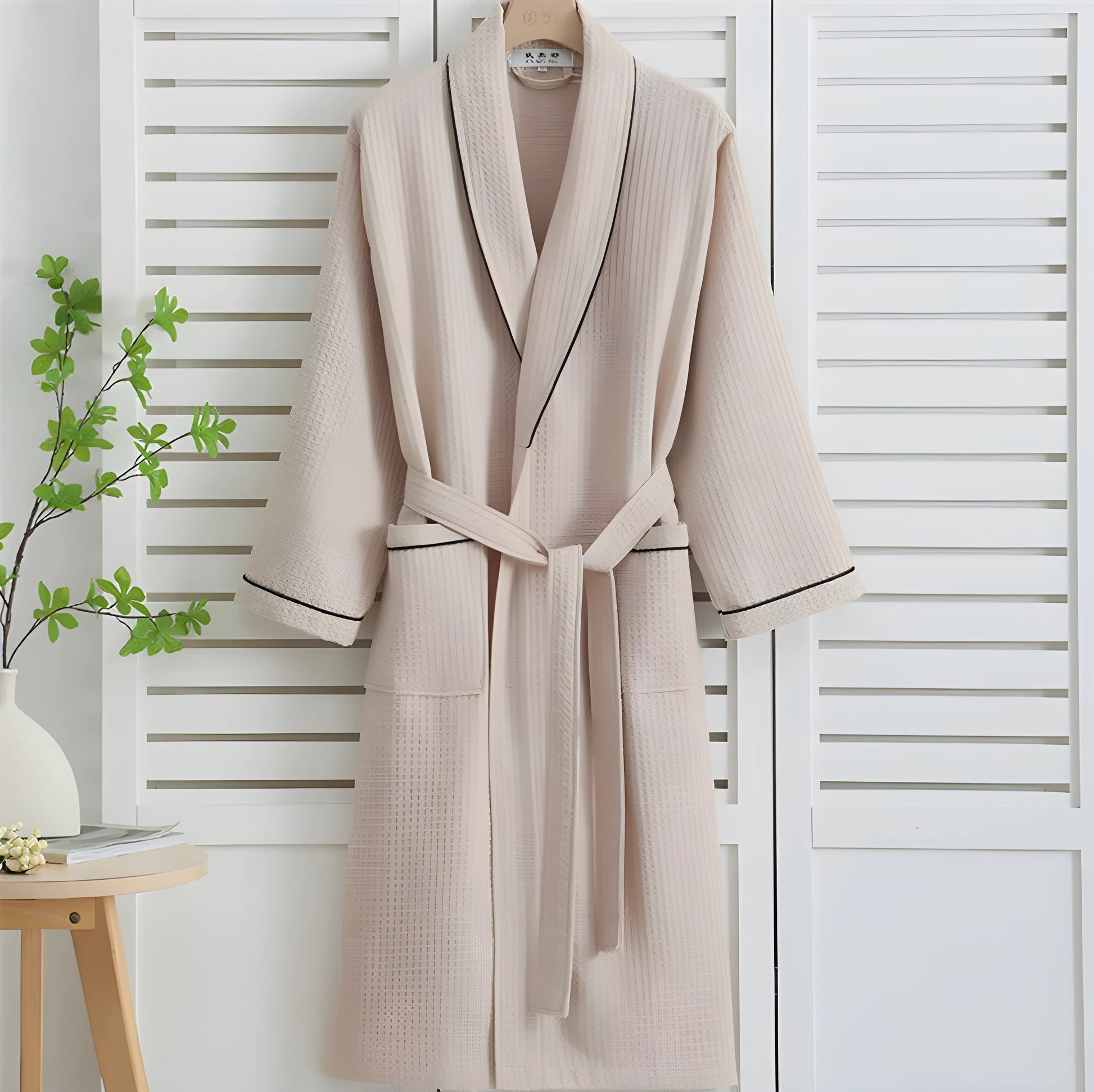 Robe de chambre Femme en coton gaufré - Kaki (Variante 2)