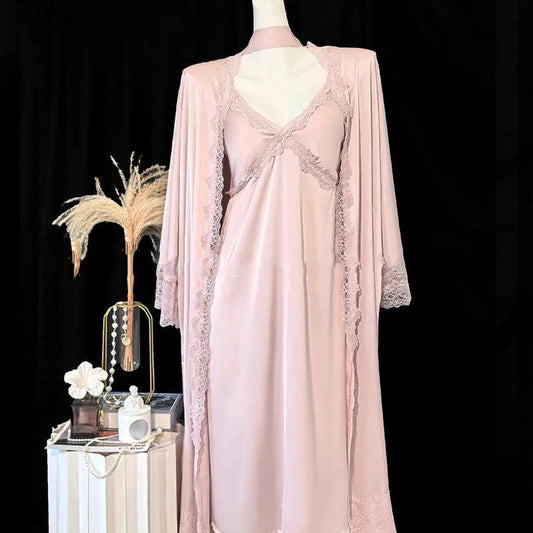 Nightgown Dress with Robe - Pink Long A