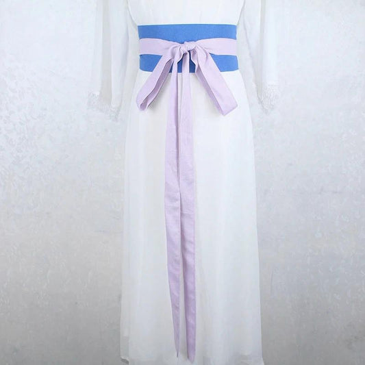 Ceinture Hanfu Antique Style Yukata Robe Kimono Obi Bleu Ciel et Lilas