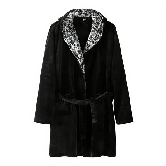 Peignoir Marvel Noir à Capuche en Polaire pour Adulte