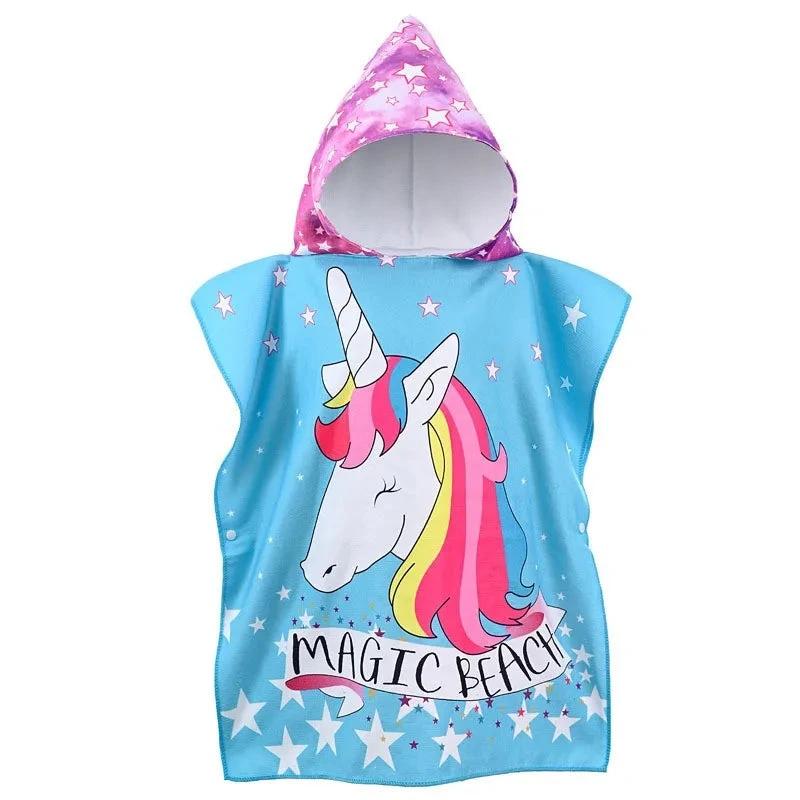 Serviette à capuche licorne bleue avec étoiles